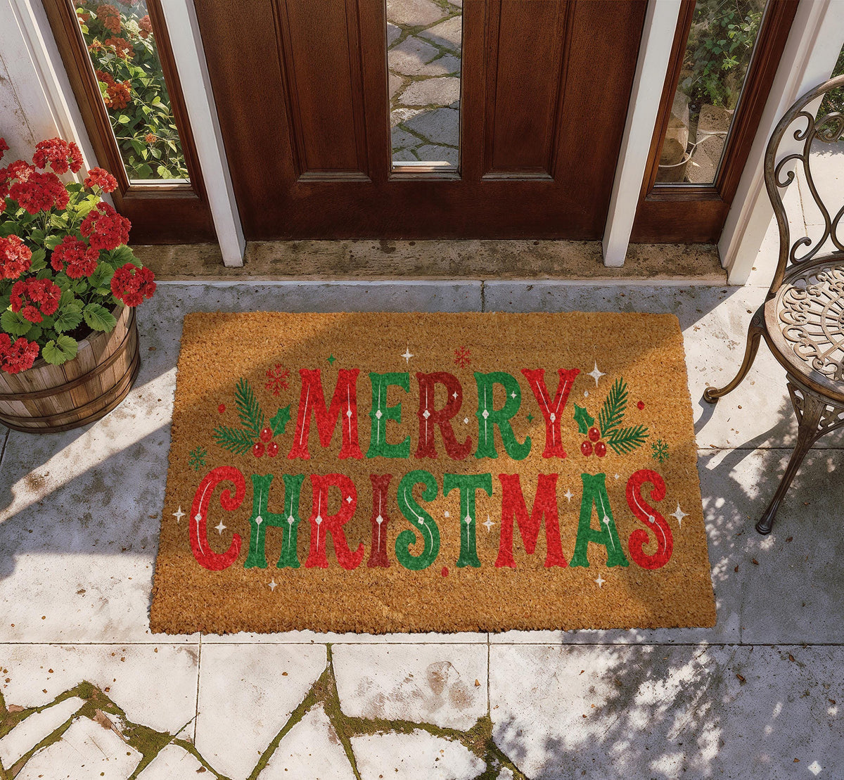 Design Optional Merry Christmas Doormat, Aesthetic Winter Holiday Welcome Mat