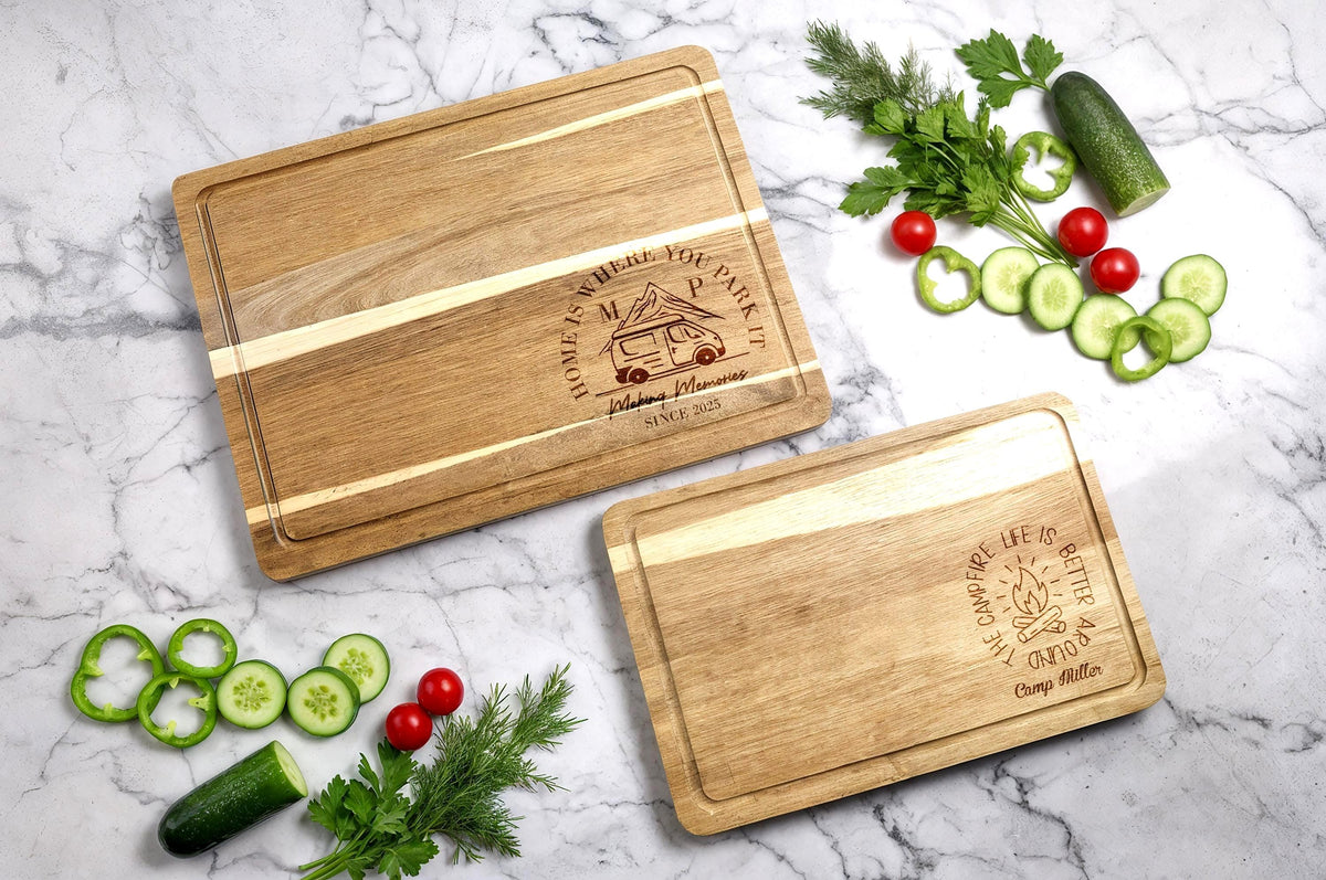 Personalized Engraved Wooden Cutting Board, Custom RV Camper Gift for Couple
