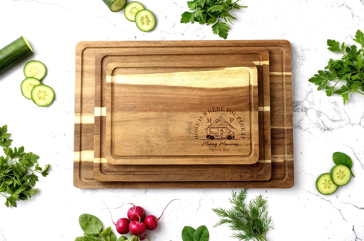 Personalized Engraved Wooden Cutting Board, Custom RV Camper Gift for Couple