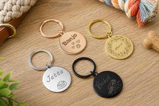 Personalized Stainless Steel Pet ID Tag, Engraved Dog Cat Collar Charm