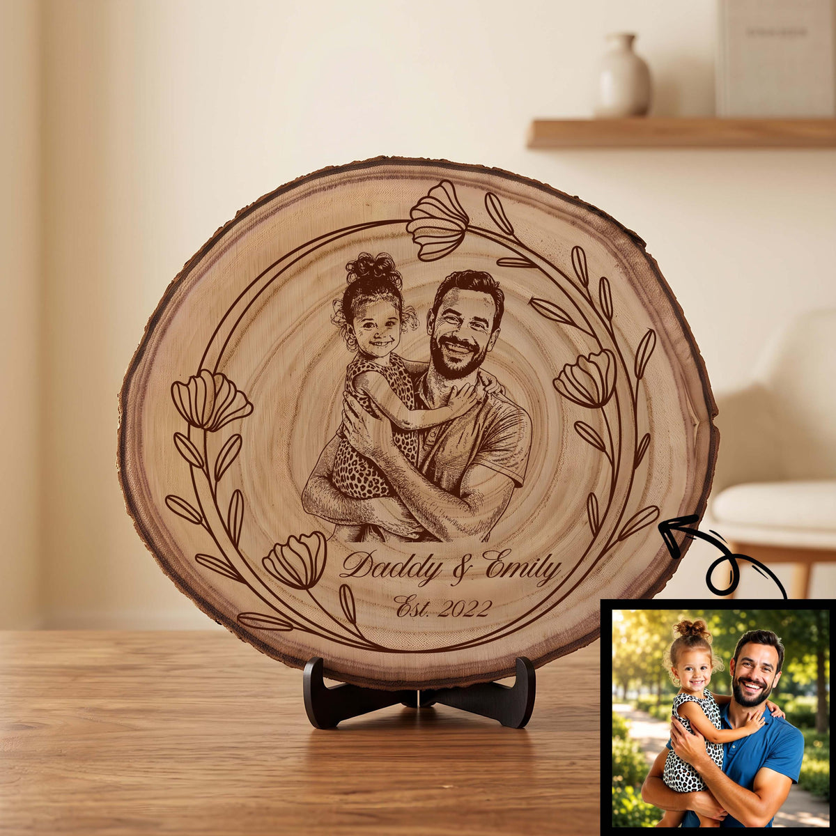 Personalized Photo Wooden Plaque, Laser Engraved or UV Printed Anniversary Keepsake