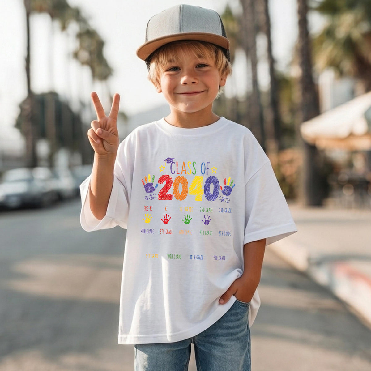 Class of 2040 Handprint T-Shirt, New Student Shirt, Kids Graduation Gift Tee