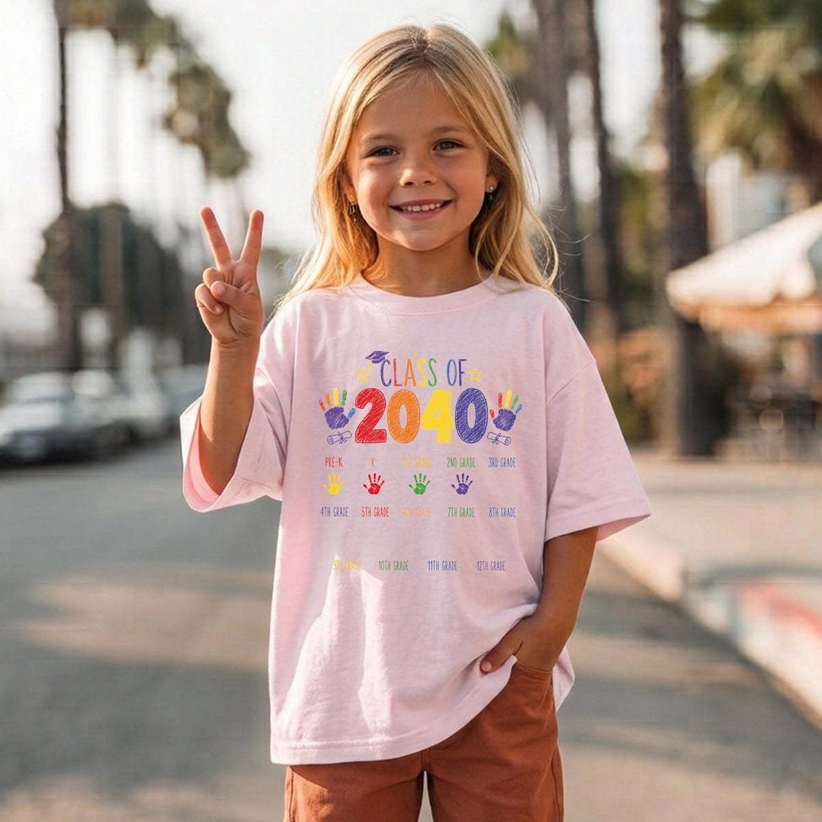 Class of 2040 Handprint T-Shirt, New Student Shirt, Kids Graduation Gift Tee