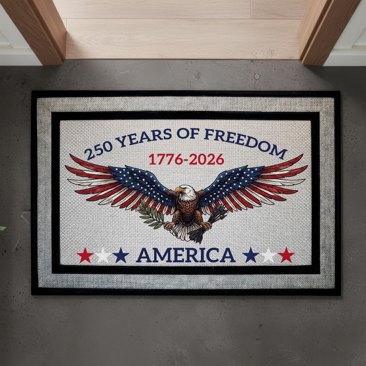 Freedom America Doormat, USA Anniversary Welcome Mat, American Housewarming Gift, Patriotic Front Porch Rug