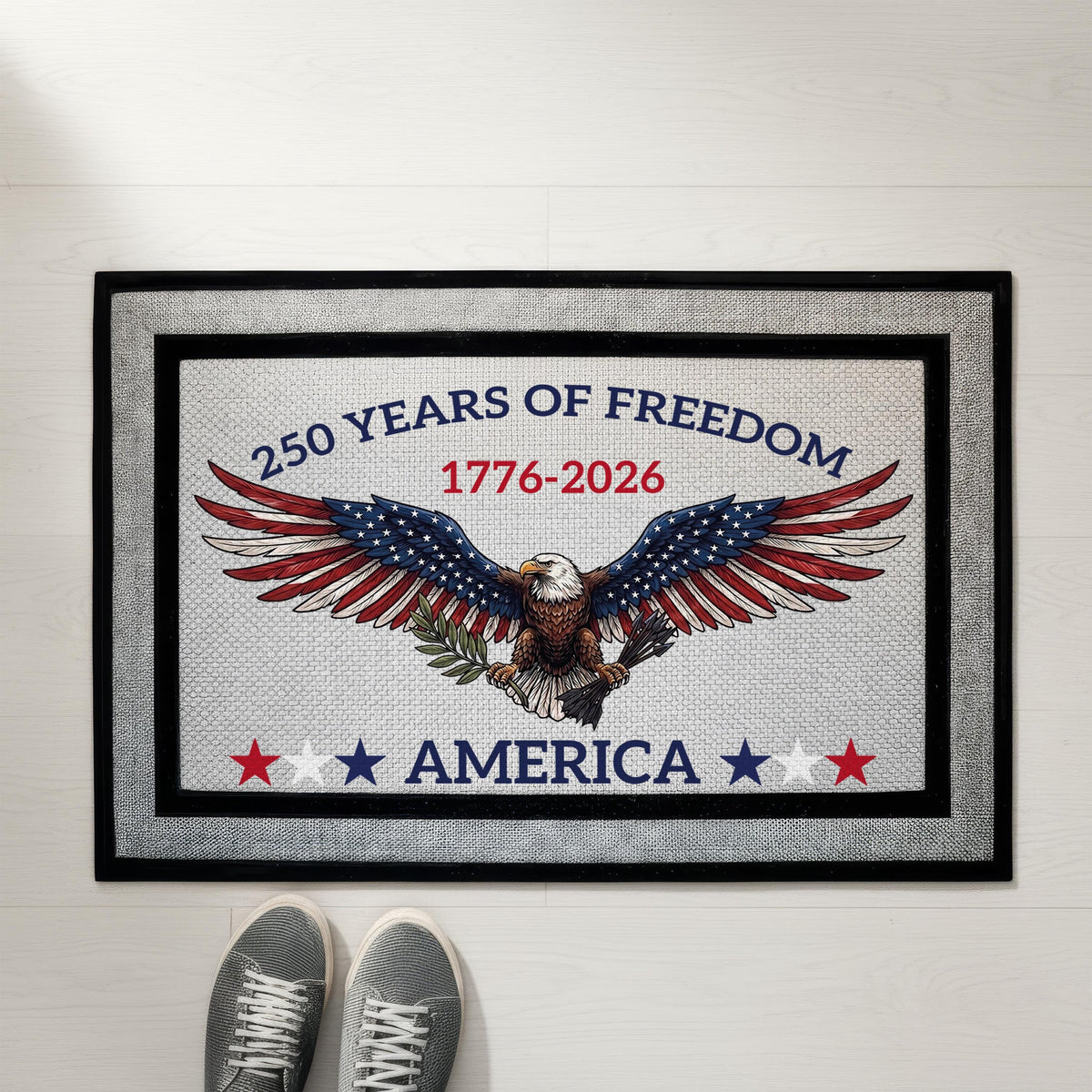 Freedom America Doormat, USA Anniversary Welcome Mat, American Housewarming Gift, Patriotic Front Porch Rug