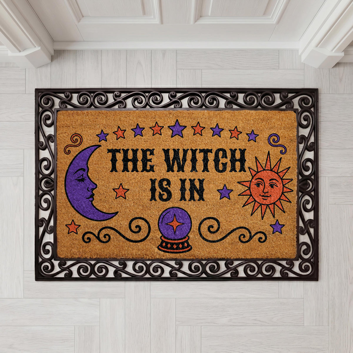 The Witch Is In Halloween Doormat | Spooky Coir Welcome Mat (18x30 inches)