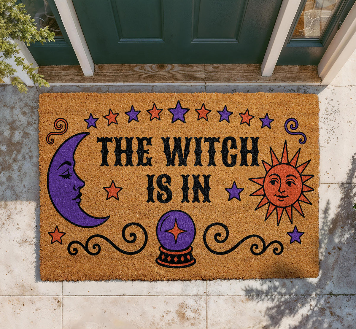 The Witch Is In Halloween Doormat | Spooky Coir Welcome Mat (18x30 inches)