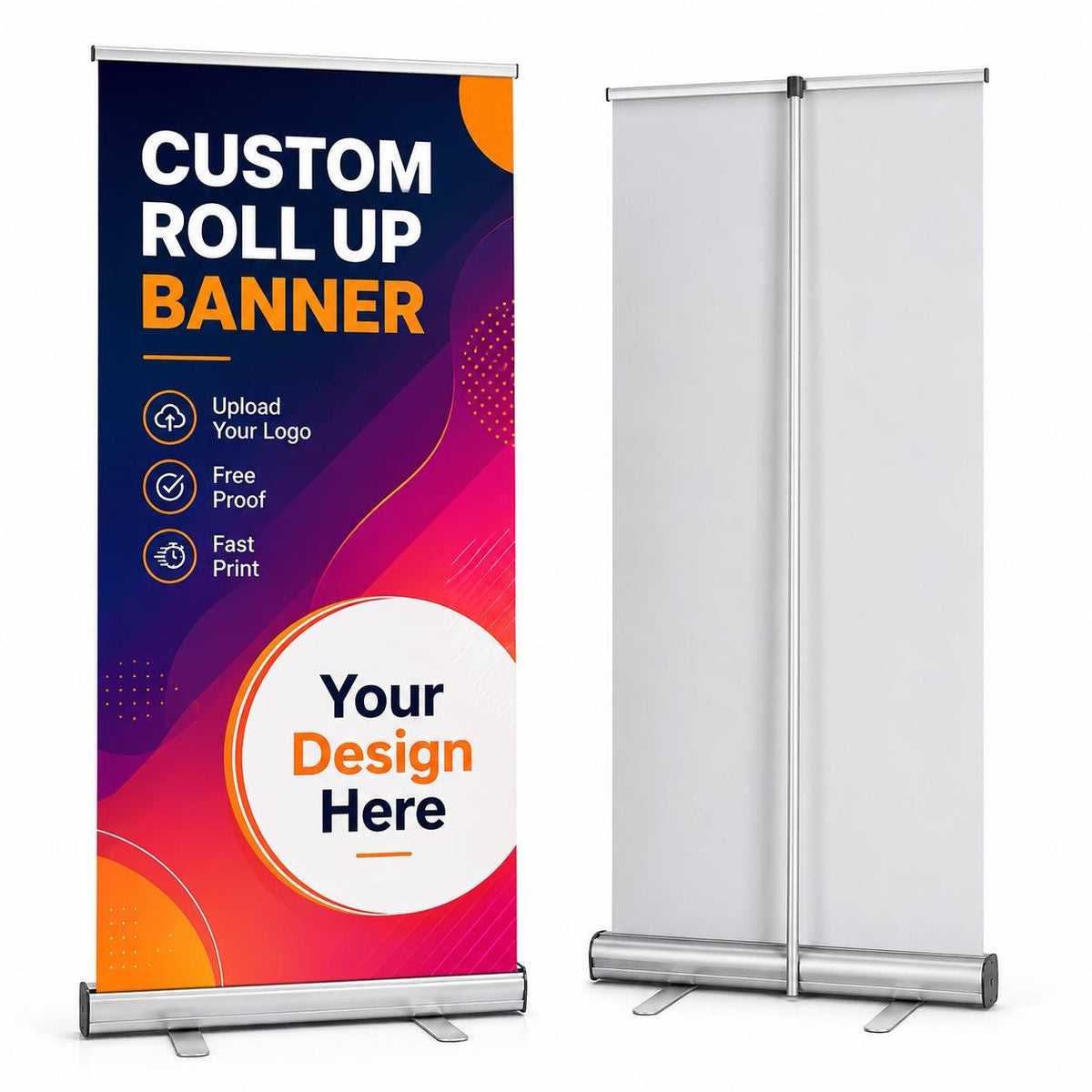 Custom Roll Up Banner, Retractable Display Stand, Trade Show Sign (33"x80")
