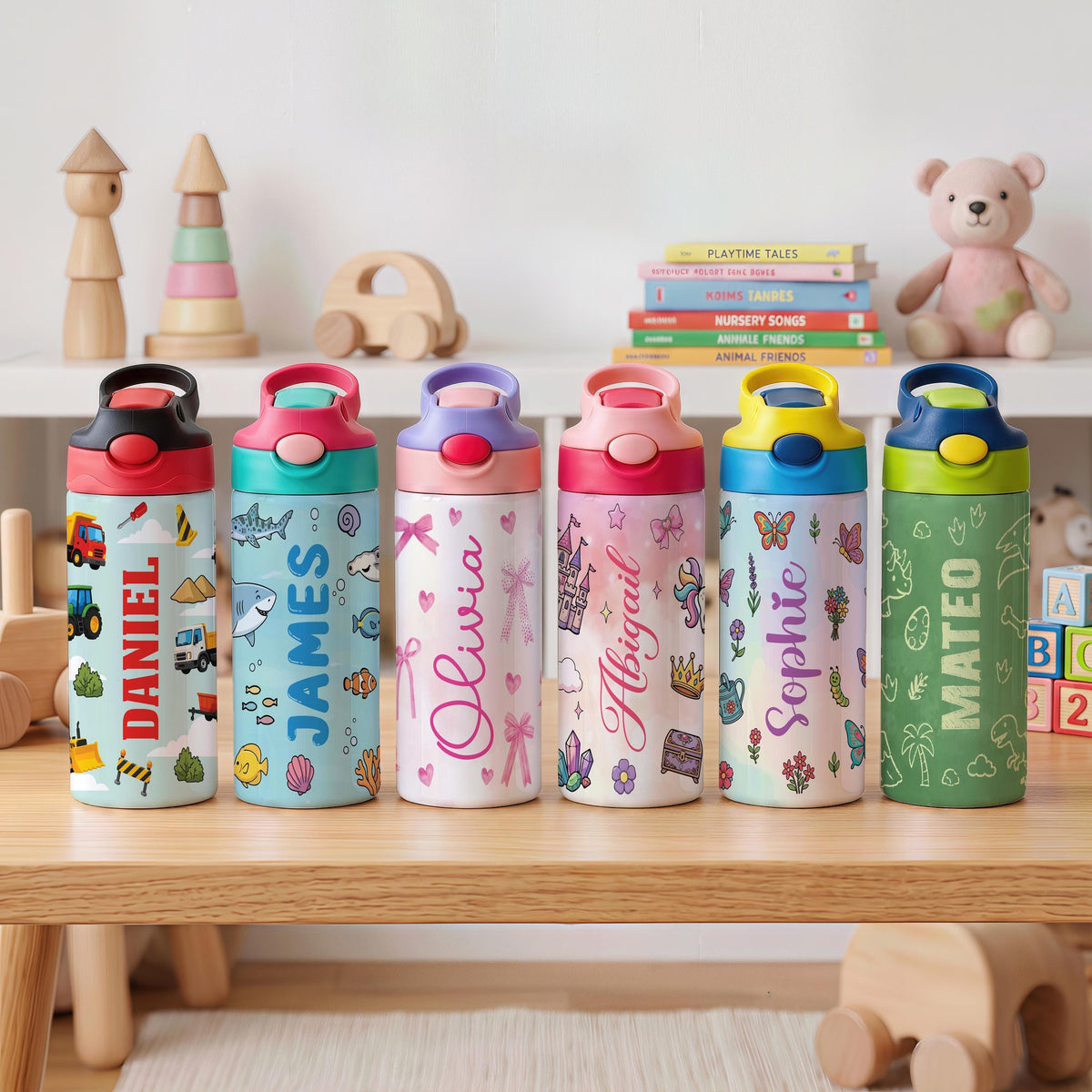 Personalized Kids Insulated Water Bottle, Custom Name Tumbler (First Day School Gift)