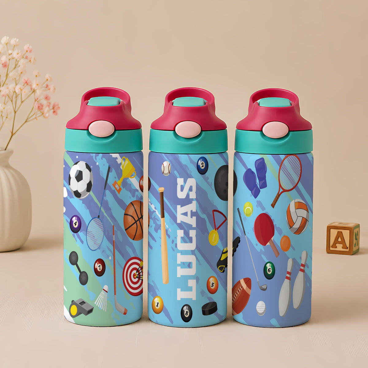 Personalized Kids Insulated Water Bottle, Custom Name Tumbler (First Day School Gift)