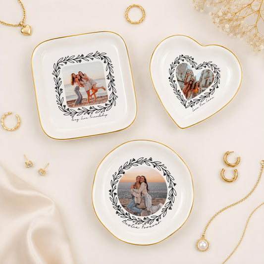 Personalized Photo Ring Dish, Custom Ceramic Jewelry Tray with Picture