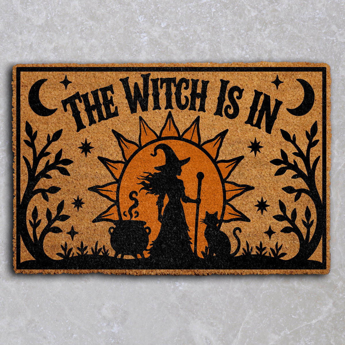 The Witch Is In Welcome mat, Girl Apartment Halloween Doormat