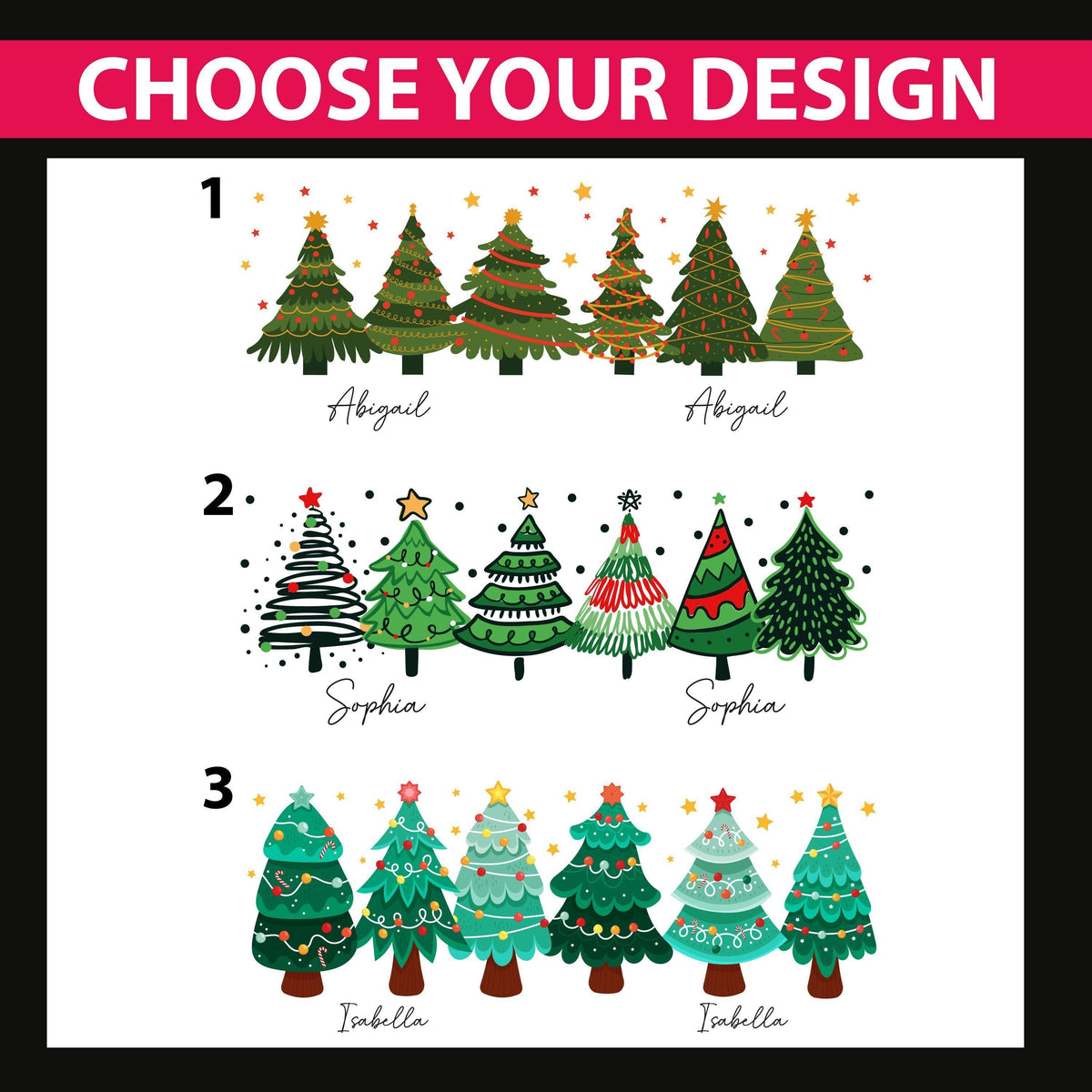 Personalized Christmas Tree Design Coffee Mug, Custom Name Festive Holiday Ceramic Cup