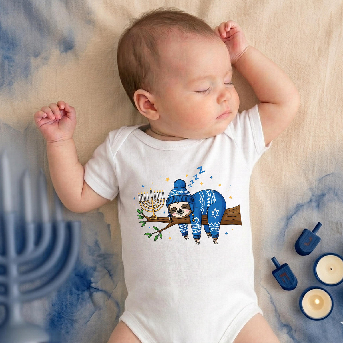 Hanukkah Sloth T-shirt, Hanukkah Baby Bodysuit, Jewish Family Christmas Gift Tee