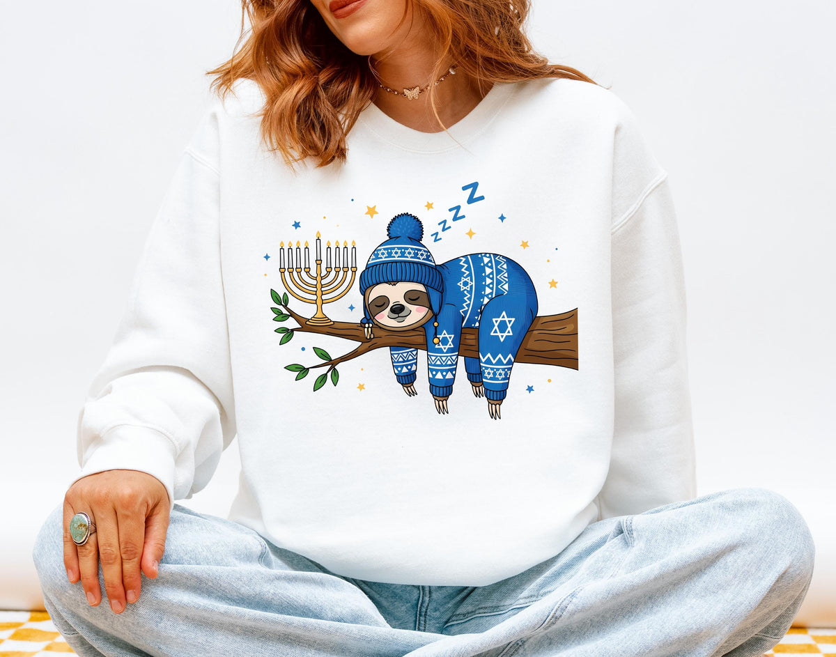 Hanukkah Sloth T-shirt, Hanukkah Baby Bodysuit, Jewish Family Christmas Gift Tee