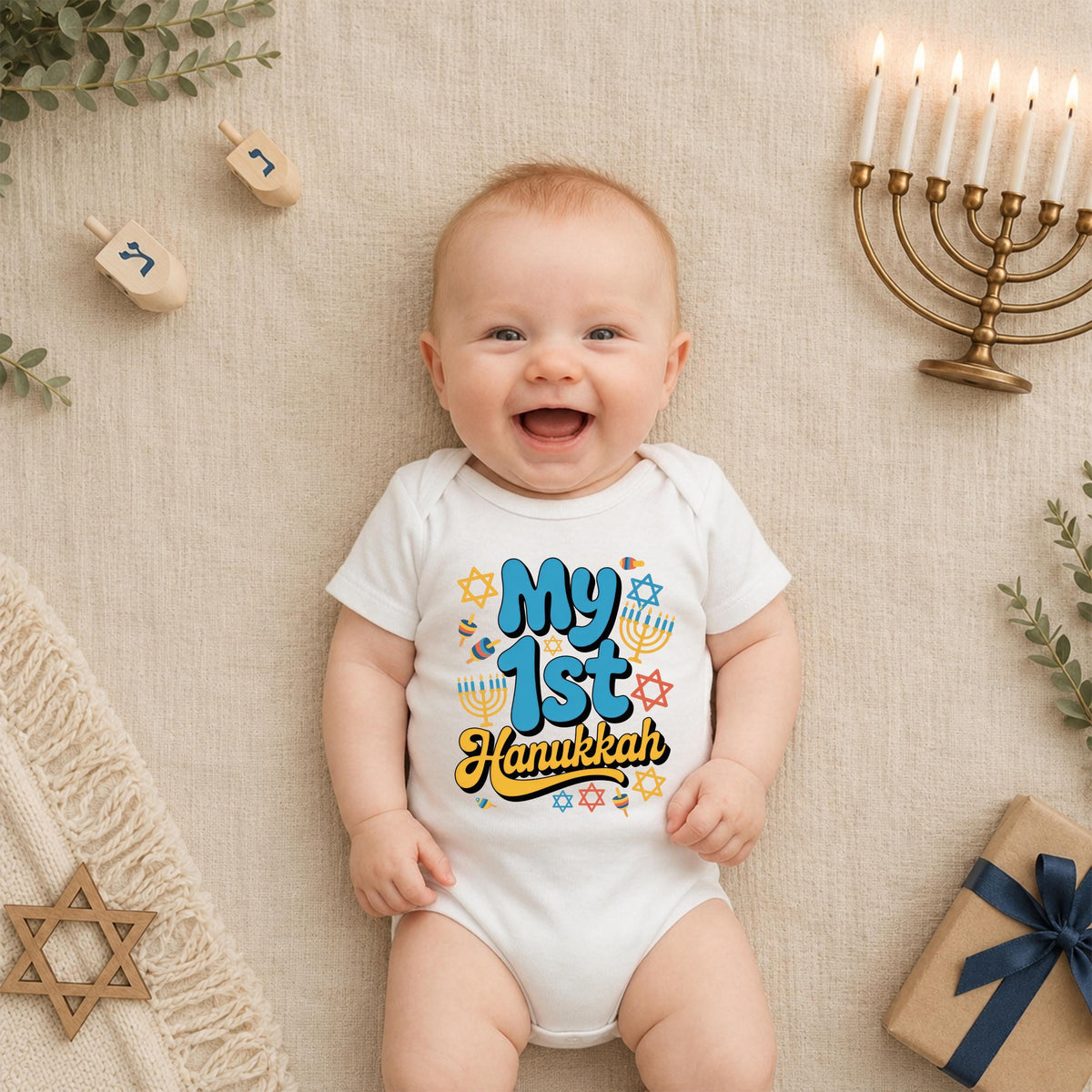 My First Hanukkah T-shirt, Hanukkah Baby Bodysuit, Chanukah Gift Tee