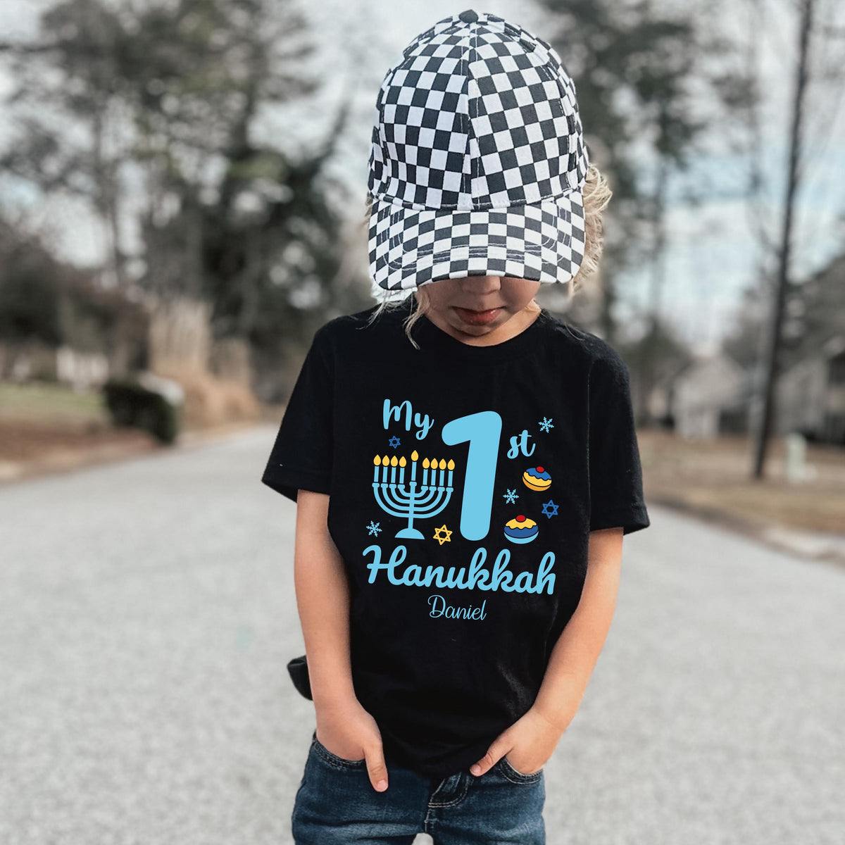 Custom My First Hanukkah T-shirt, Hanukkah Baby Bodysuit, Chanukah Gift Tee