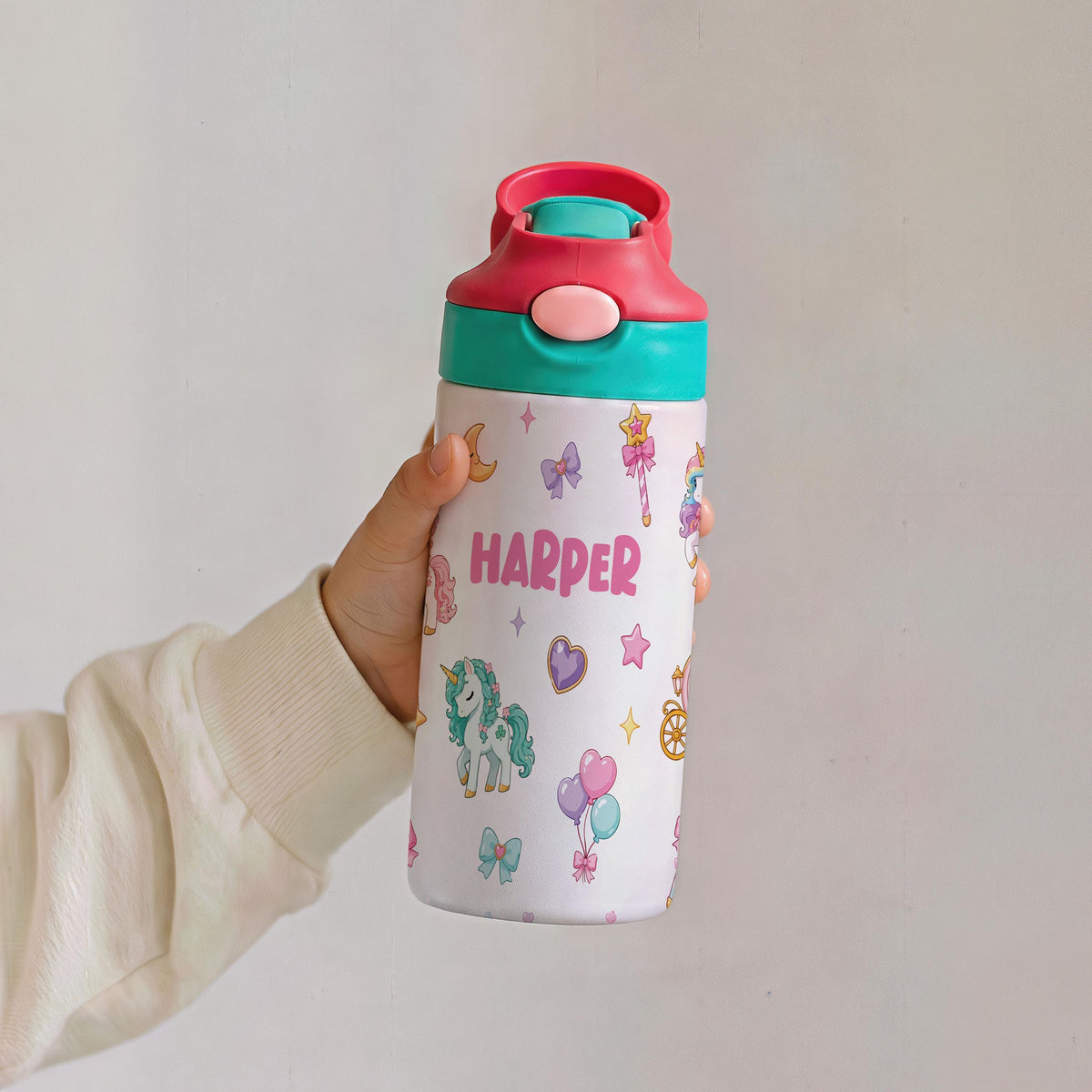 Personalized Kids Stainless Steel Tumbler, Custom Name, Dinosaur Mermaid Space Theme (12oz)