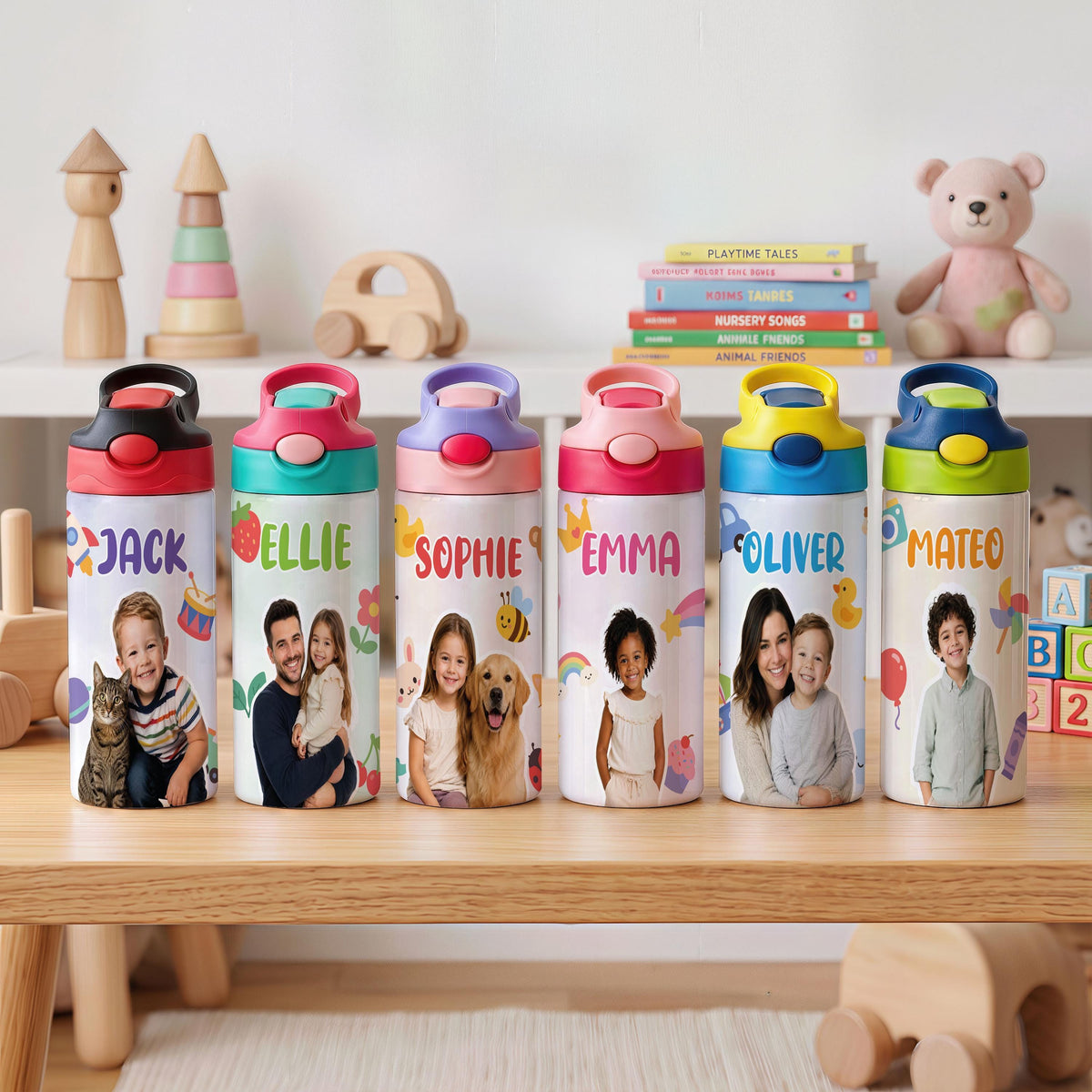 Personalized Kids Stainless Steel Tumbler with Straw, Custom Photo Cup (12oz)