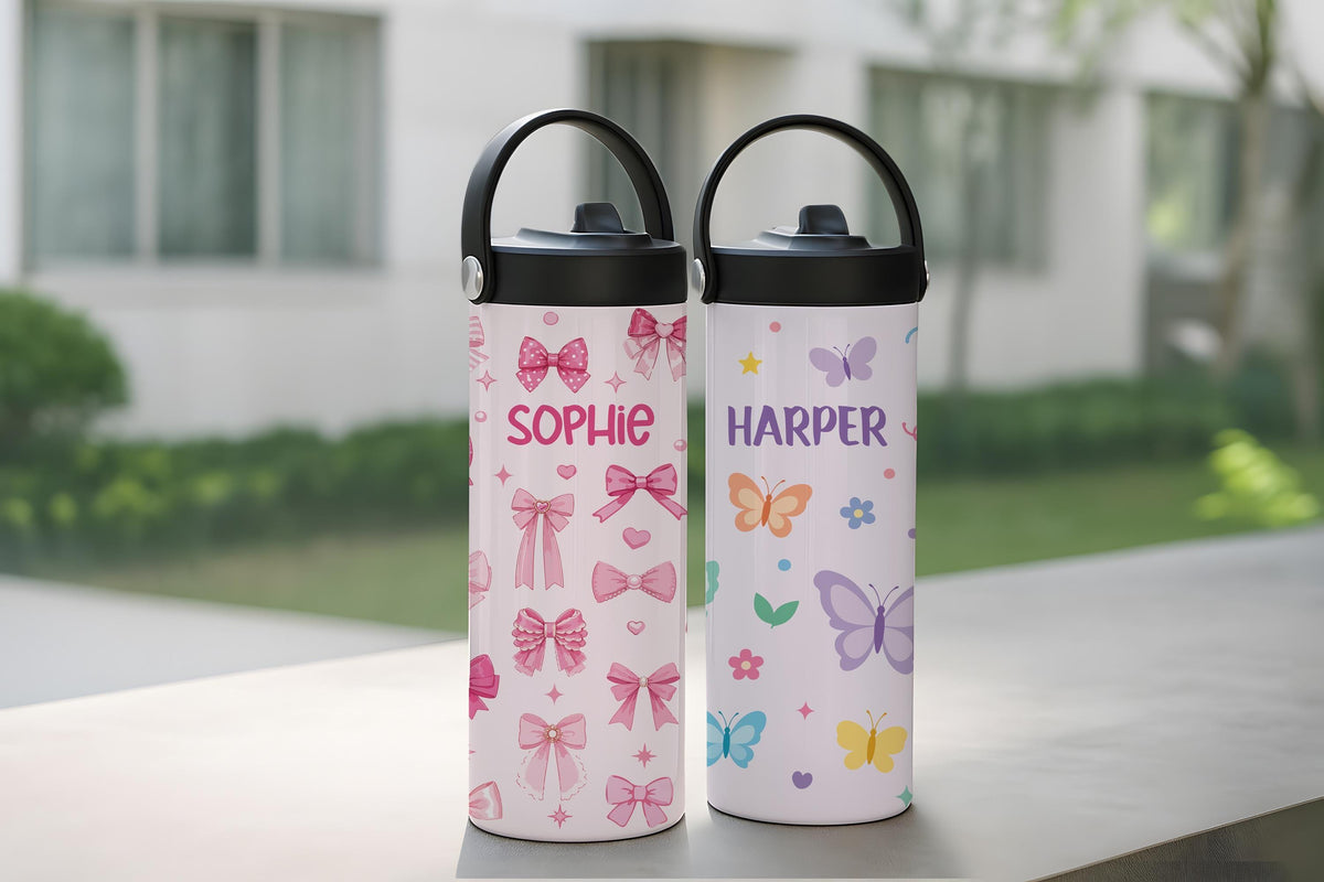 Personalized Kids Water Bottle with Straw, Construction Dinosaur Shark Toddler Tumbler