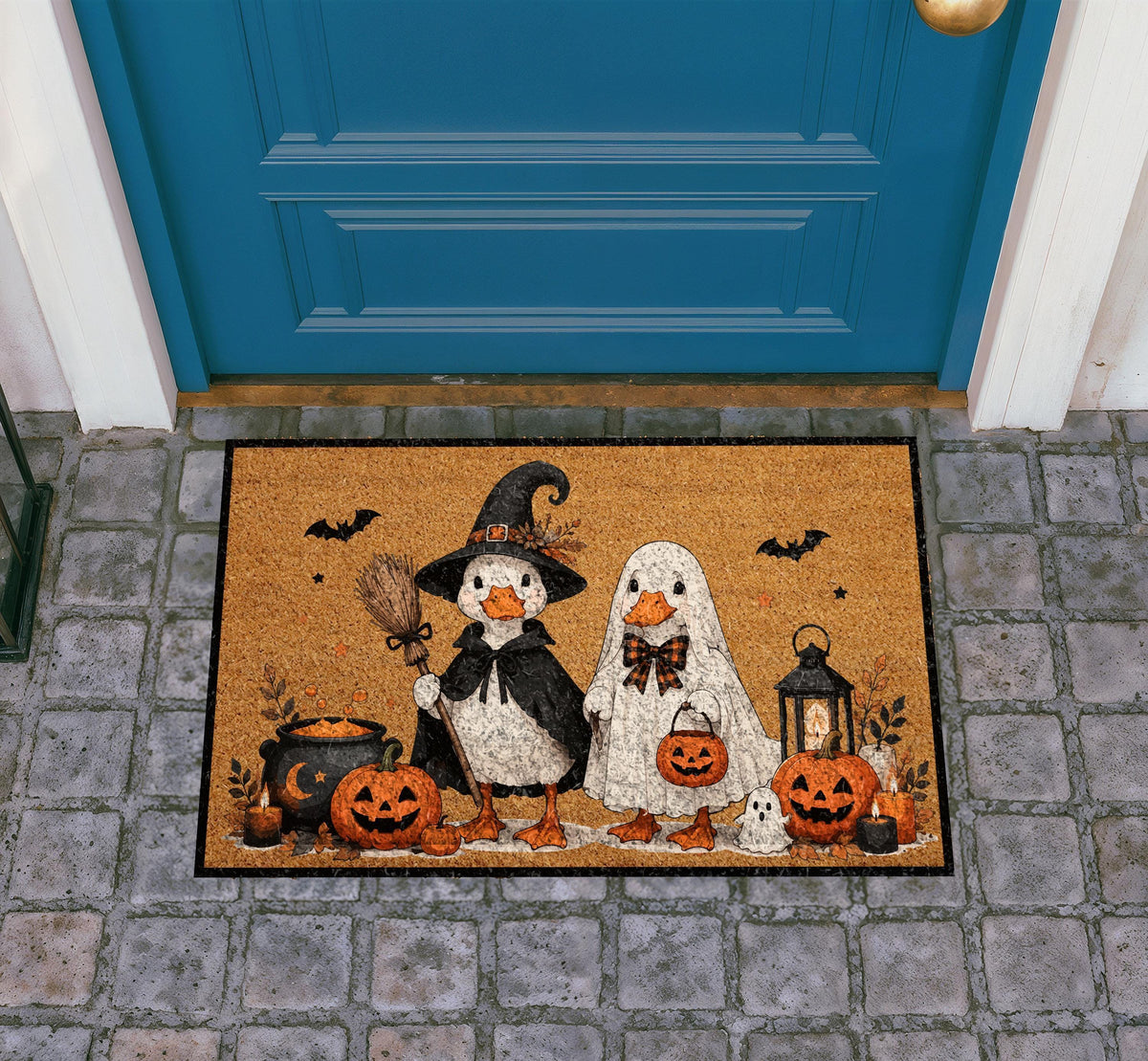 Silly Goose Halloween Doormat, Ghost Duck, Witch Duck, Spooky Season Porch Decor