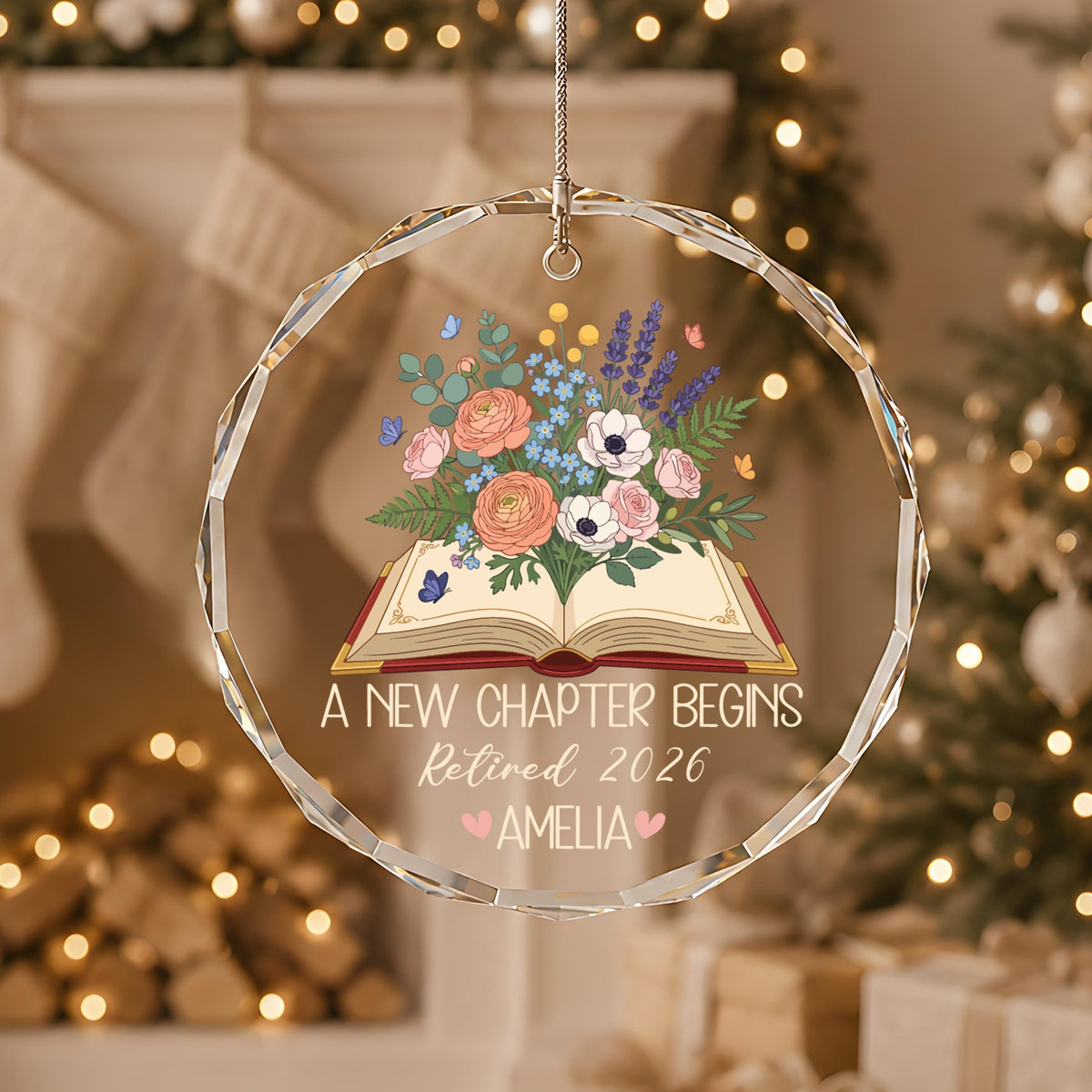 Personalized Retirement Ornament, A New Chapter Begins Gift, Book Lover Retired Keepsake