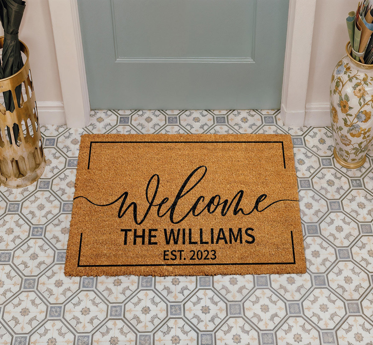 Personalized Welcome Doormat, Custom Last Name Door Mat