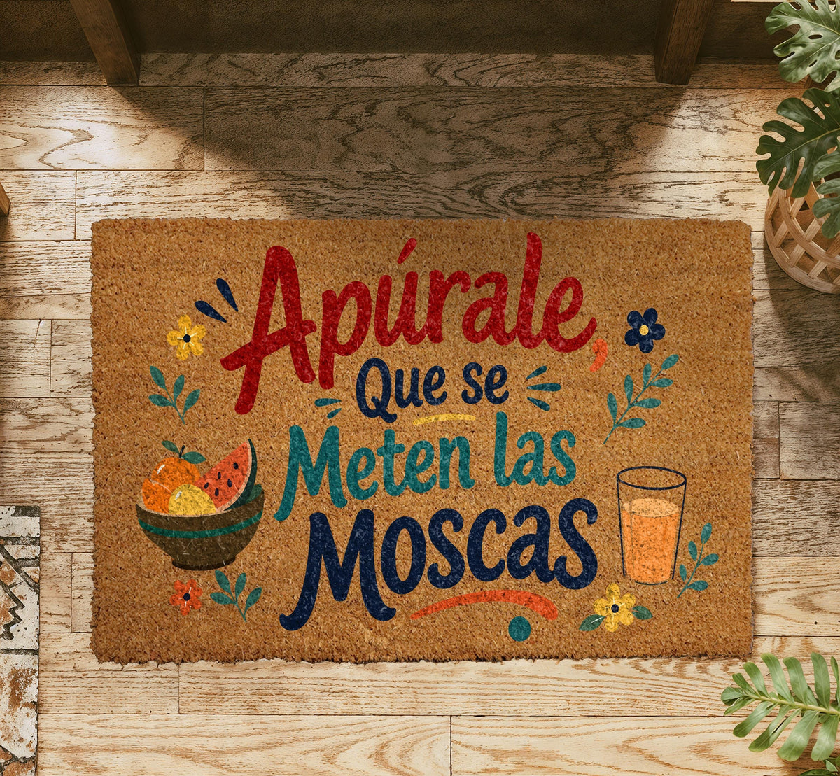 Apúrale Que Se Meten Las Moscas Doormat, Latino Welcome Mat, Hispanic Front Porch Decor