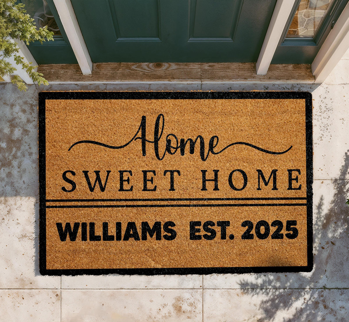 Personalized Coir Welcome Mat, Custom Family Name, Est. Year Doormat (Housewarming Gift)