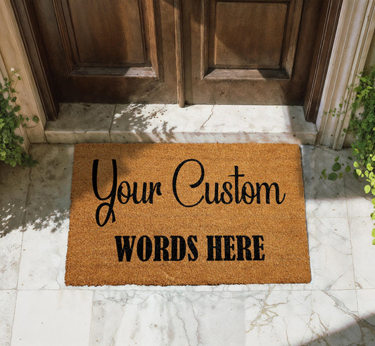 Personalized Coir Doormat, Custom Text Welcome Mat, Entryway Home Decor, Outdoor Porch Rug