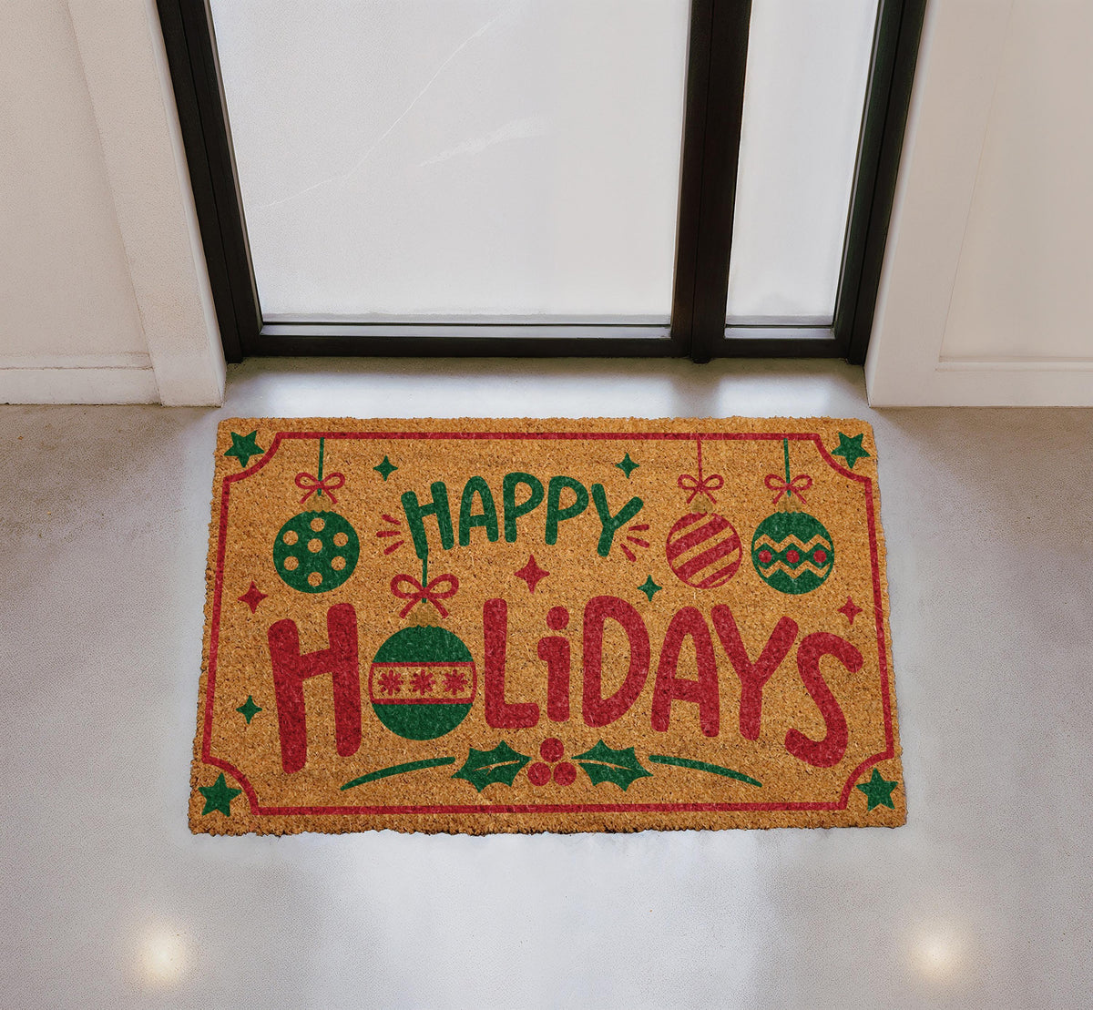 Personalized Christmas Doormat, Coir Welcome Mat, Holiday Entryway Decor
