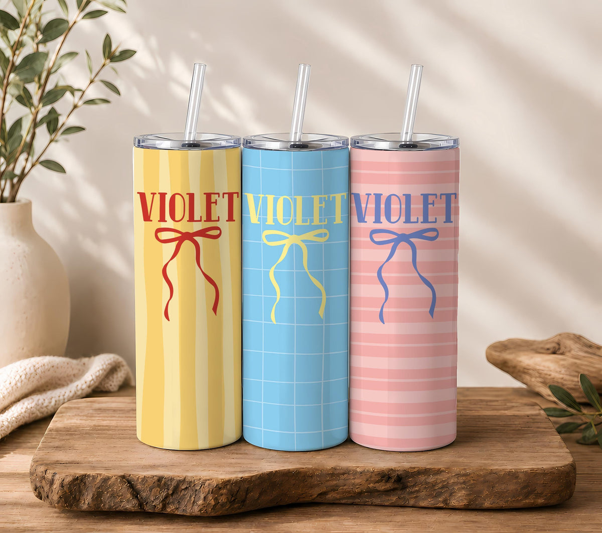 Personalized Coquette Bow Tumbler, Custom Name 20oz Travel Cup (Straw Included)