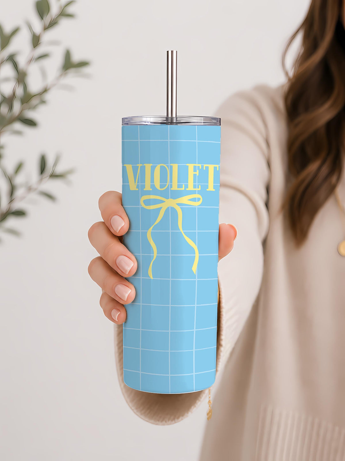 Personalized Coquette Bow Tumbler, Custom Name 20oz Travel Cup (Straw Included)