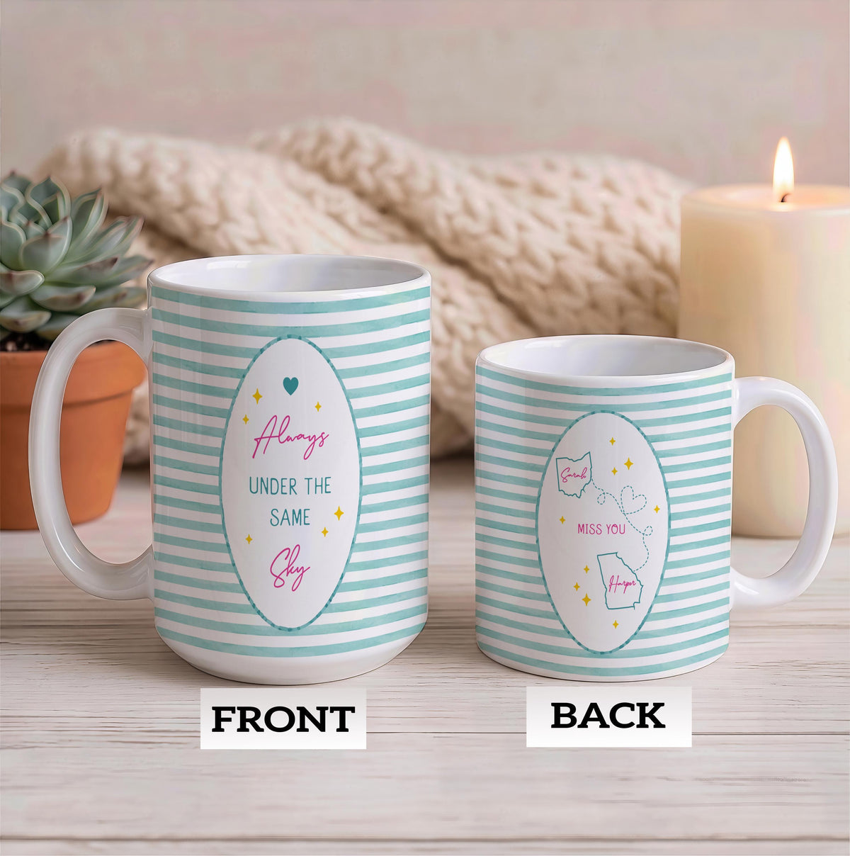 Personalized Long Distance Mug, Custom State Quote Cup, Relationship Gift