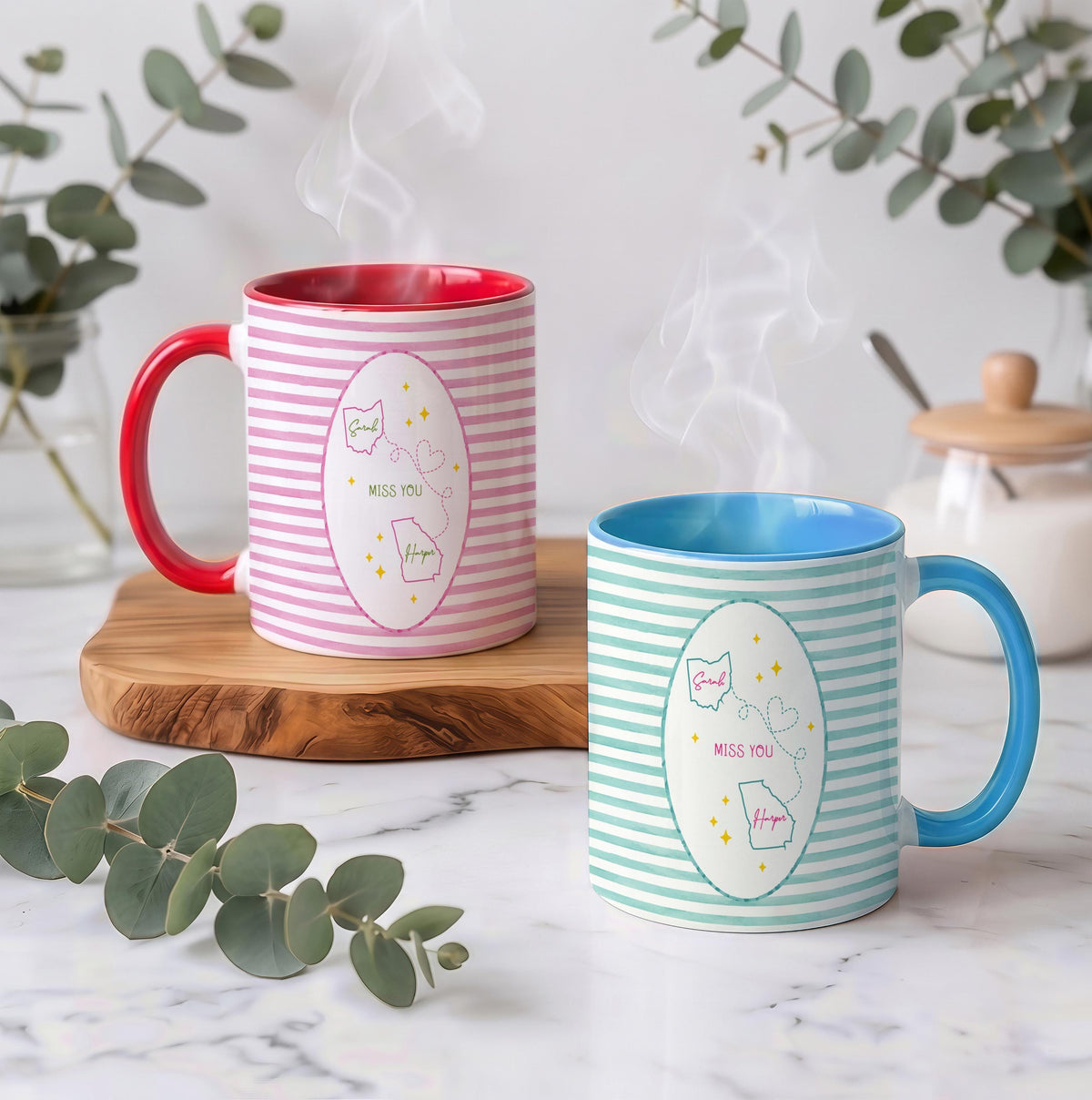 Personalized Long Distance Mug, Custom State Quote Cup, Relationship Gift