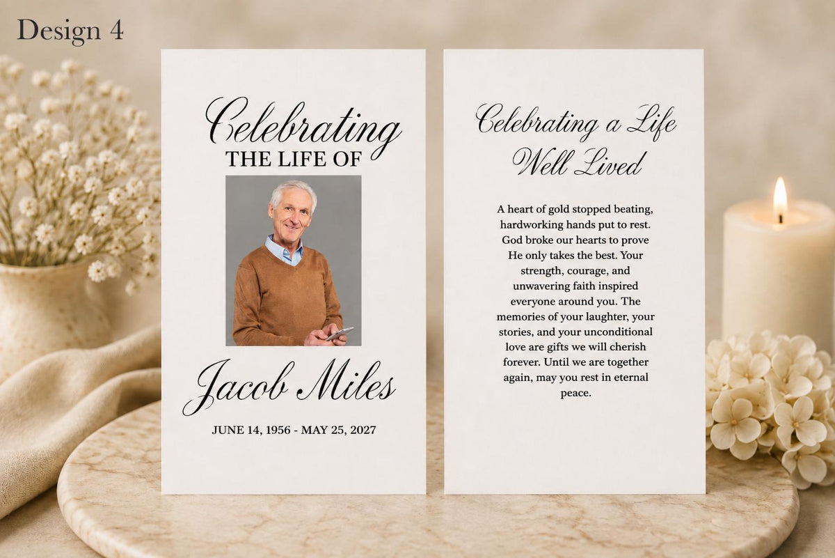 Personalized Memorial Prayer Card, Custom Photo Keepsake, Funeral Favor (2" x 3.5")