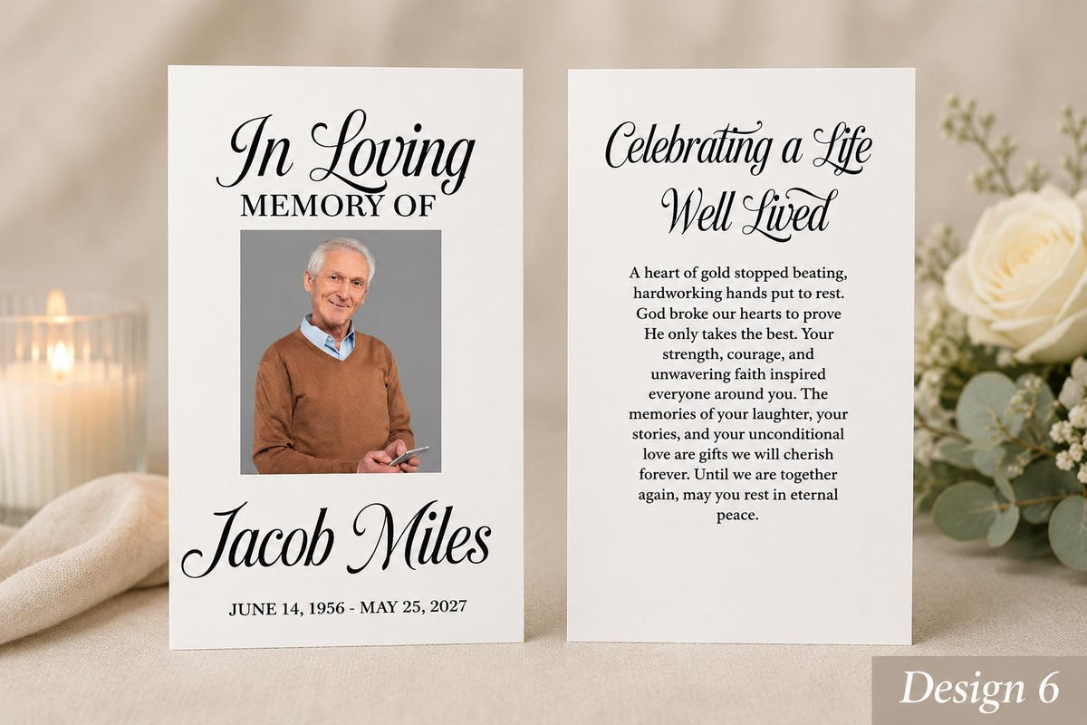 Personalized Memorial Prayer Card, Custom Photo Keepsake, Funeral Favor (2" x 3.5")