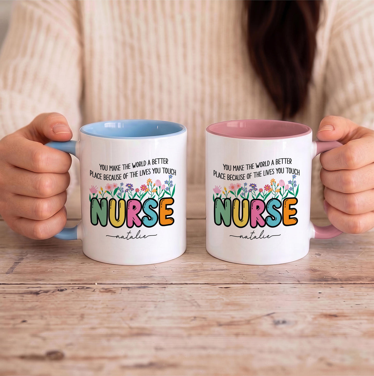 Custom Nurse Mug, Floral Appreciation Gift, Personalized Ceramic Cup
