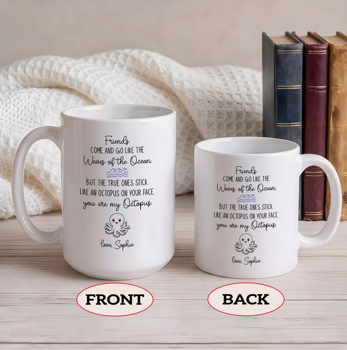 Custom Name Best Friend Coffee Mug, You Are My Octopus Quote Ceramic Cup