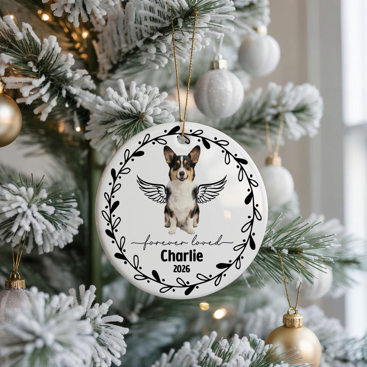 Border Collie Memorial Ornament, Personalized Pet Loss Keepsake, Custom Dog Angel Wings Ornament