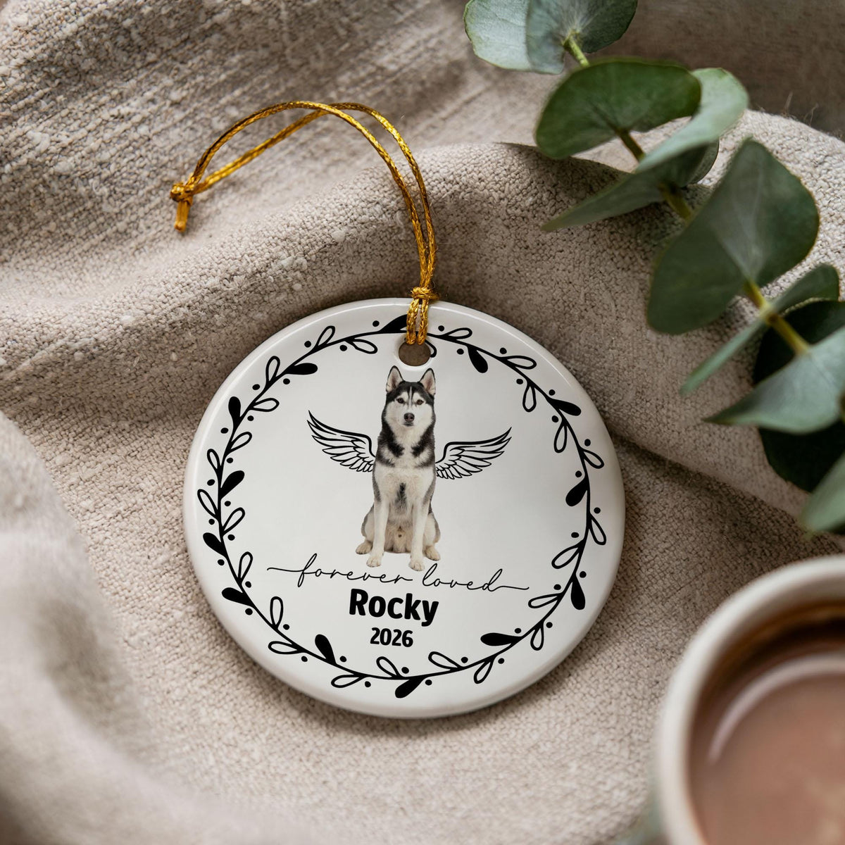 Border Collie Memorial Ornament, Personalized Pet Loss Keepsake, Custom Dog Angel Wings Ornament