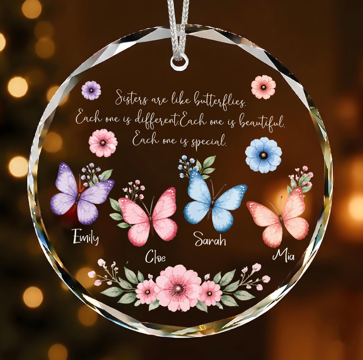 Custom Sister Ornament, Personalized Butterfly Christmas Ornament, Sisters Are Like Butterflies Gift