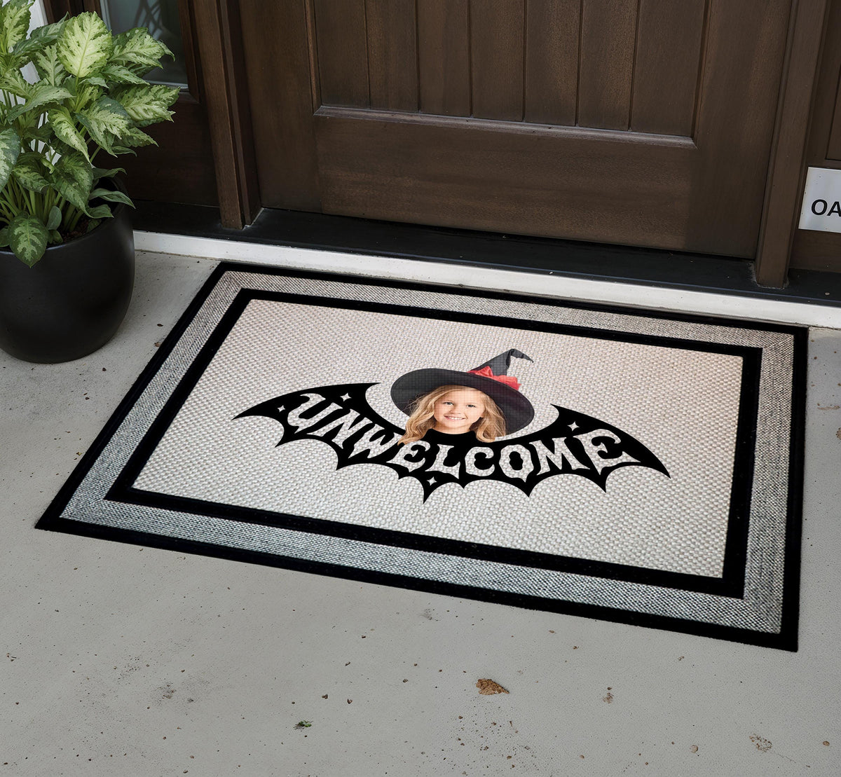 Spooky Halloween Bat Welcome Mat, Funny Go Away Front Door Mat