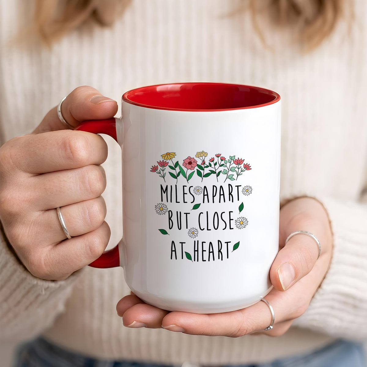 Long Distance Best Friend Mug, Miles Apart But Close At Heart Custom State Coffee Cup
