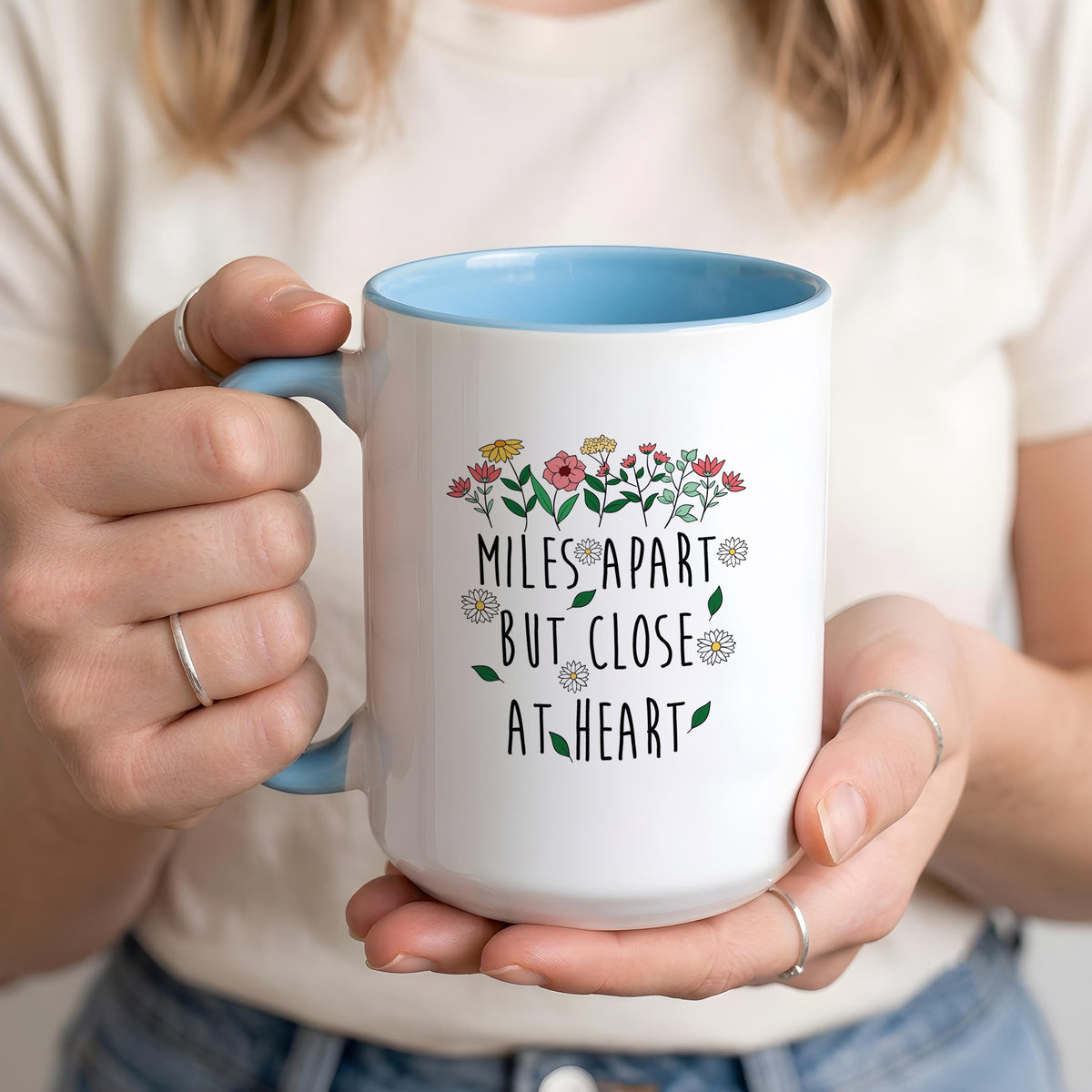 Long Distance Best Friend Mug, Miles Apart But Close At Heart Custom State Coffee Cup