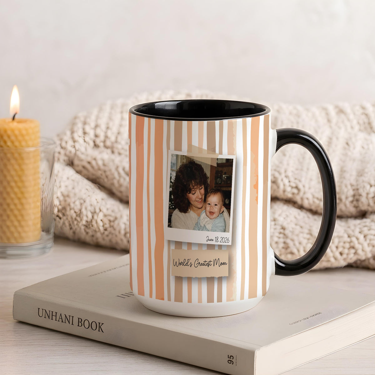 Custom Photo Mug, Personalized Picture Coffee Cup, Custom Polaroid Style Frame Mug