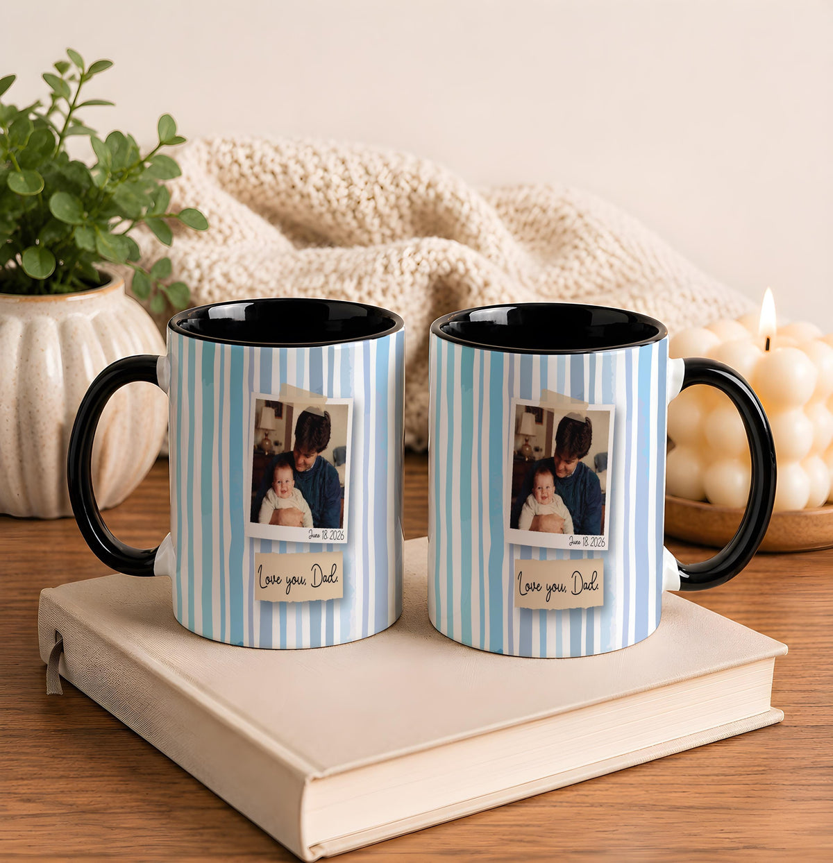 Custom Photo Mug, Personalized Picture Coffee Cup, Custom Polaroid Style Frame Mug