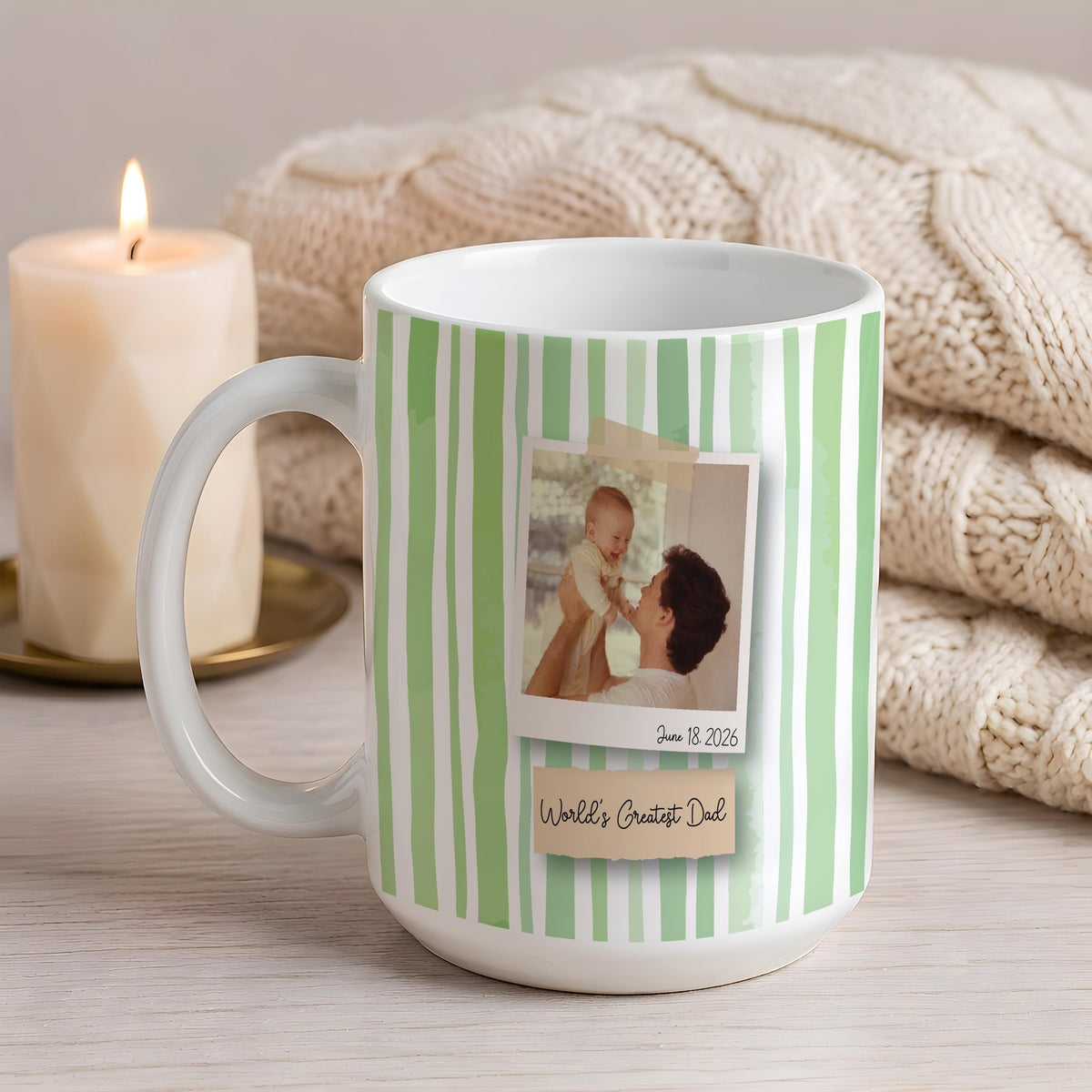 Custom Photo Mug, Personalized Picture Coffee Cup, Custom Polaroid Style Frame Mug