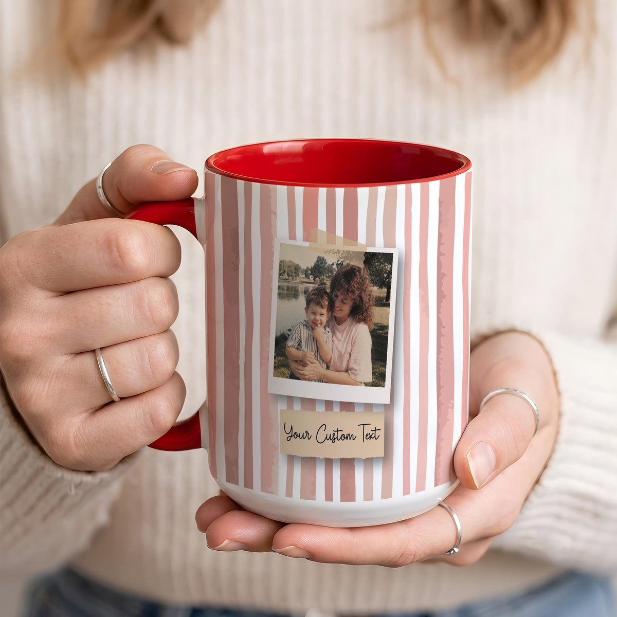 Custom Photo Mug, Personalized Picture Coffee Cup, Custom Polaroid Style Frame Mug