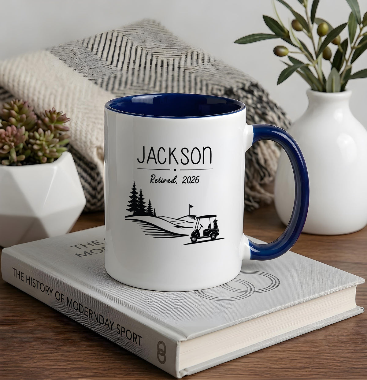 Personalized Golf Retirement Mug, Custom Name Golfing Coffee Cup, Retired Coworker Gift